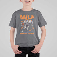 Funny Football Lover T Shirt For Kid MILF Man I Love Football Skeleton Player Bat - Wonder Print Shop