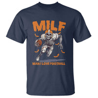 Funny Football Lover T Shirt MILF Man I Love Football Skeleton Player Bat - Wonder Print Shop