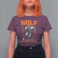 Funny Football Lover T Shirt For Women MILF Man I Love Football Skeleton Player Bat - Wonder Print Shop