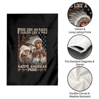 Native American Pride Garden Flag Free Like An Eagle Fearless Like A Wolf Vintage Flag - Wonder Print Shop