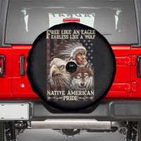 Native American Pride Spare Tire Cover Free Like An Eagle Fearless Like A Wolf Vintage Flag - Wonder Print Shop