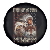 Native American Pride Spare Tire Cover Free Like An Eagle Fearless Like A Wolf Vintage Flag - Wonder Print Shop