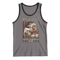 Native American Pride Tank Top Free Like An Eagle Fearless Like A Wolf Vintage Flag - Wonder Print Shop