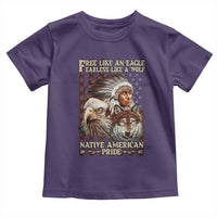Native American Pride Toddler T Shirt Free Like An Eagle Fearless Like A Wolf Vintage Flag - Wonder Print Shop