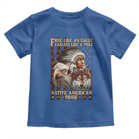 Native American Pride Toddler T Shirt Free Like An Eagle Fearless Like A Wolf Vintage Flag - Wonder Print Shop