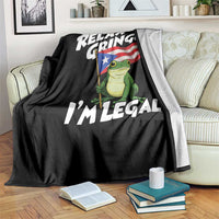 Funny Relax Gringo I Am Legal Throw Blanket Puerto Rico Flag Coqui Frog - Wonder Print Shop