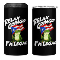 Funny Relax Gringo I Am Legal 4 in 1 Can Cooler Tumbler Puerto Rico Flag Coqui Frog - Wonder Print Shop