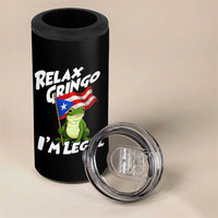 Funny Relax Gringo I Am Legal 4 in 1 Can Cooler Tumbler Puerto Rico Flag Coqui Frog - Wonder Print Shop