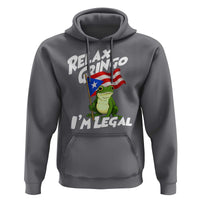 Funny Relax Gringo I Am Legal Hoodie Puerto Rico Flag Coqui Frog - Wonder Print Shop
