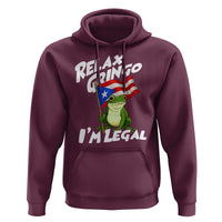 Funny Relax Gringo I Am Legal Hoodie Puerto Rico Flag Coqui Frog - Wonder Print Shop