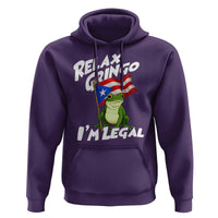 Funny Relax Gringo I Am Legal Hoodie Puerto Rico Flag Coqui Frog - Wonder Print Shop