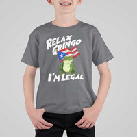 Funny Relax Gringo I Am Legal T Shirt For Kid Puerto Rico Flag Coqui Frog - Wonder Print Shop