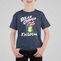 Funny Relax Gringo I Am Legal T Shirt For Kid Puerto Rico Flag Coqui Frog - Wonder Print Shop