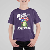 Funny Relax Gringo I Am Legal T Shirt For Kid Puerto Rico Flag Coqui Frog - Wonder Print Shop