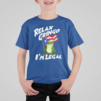 Funny Relax Gringo I Am Legal T Shirt For Kid Puerto Rico Flag Coqui Frog - Wonder Print Shop