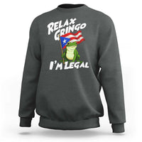 Funny Relax Gringo I Am Legal Sweatshirt Puerto Rico Flag Coqui Frog - Wonder Print Shop