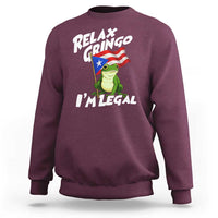 Funny Relax Gringo I Am Legal Sweatshirt Puerto Rico Flag Coqui Frog - Wonder Print Shop