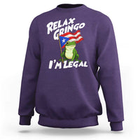 Funny Relax Gringo I Am Legal Sweatshirt Puerto Rico Flag Coqui Frog - Wonder Print Shop