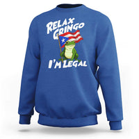 Funny Relax Gringo I Am Legal Sweatshirt Puerto Rico Flag Coqui Frog - Wonder Print Shop
