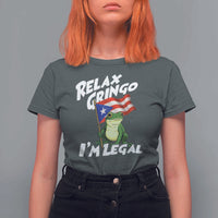 Funny Relax Gringo I Am Legal T Shirt For Women Puerto Rico Flag Coqui Frog - Wonder Print Shop