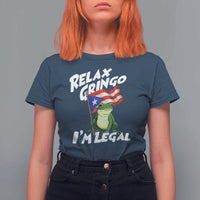 Funny Relax Gringo I Am Legal T Shirt For Women Puerto Rico Flag Coqui Frog - Wonder Print Shop