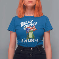 Funny Relax Gringo I Am Legal T Shirt For Women Puerto Rico Flag Coqui Frog - Wonder Print Shop