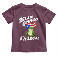 Funny Relax Gringo I Am Legal Toddler T Shirt Puerto Rico Flag Coqui Frog - Wonder Print Shop