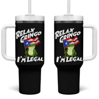 Funny Relax Gringo I Am Legal Tumbler With Handle Puerto Rico Flag Coqui Frog - Wonder Print Shop