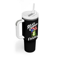 Funny Relax Gringo I Am Legal Tumbler With Handle Puerto Rico Flag Coqui Frog - Wonder Print Shop