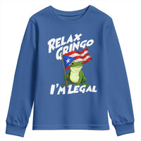 Funny Relax Gringo I Am Legal Youth Sweatshirt Puerto Rico Flag Coqui Frog - Wonder Print Shop