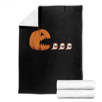 Funny Halloween Gamer Video Gaming Pumpkin Ghost Throw Blanket - Wonder Print Shop