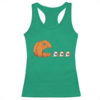 Funny Halloween Gamer Video Gaming Pumpkin Ghost Racerback Tank Top - Wonder Print Shop