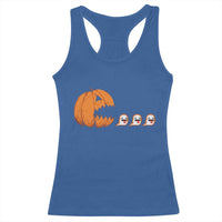 Funny Halloween Gamer Video Gaming Pumpkin Ghost Racerback Tank Top - Wonder Print Shop