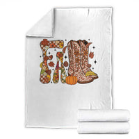 Cowboy Fall Season Thanksgiving Western Boots Pumpkin Throw Blanket - Wonder Print Shop