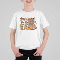 Cowboy Fall Season Thanksgiving Western Boots Pumpkin T Shirt For Kid - Wonder Print Shop