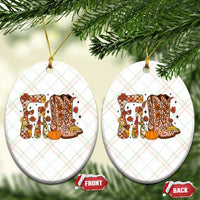 Cowboy Fall Season Thanksgiving Western Boots Pumpkin Ceramic Ornament - Wonder Print Shop