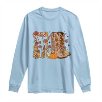 Cowboy Fall Season Thanksgiving Western Boots Pumpkin Long Sleeve Shirt - Wonder Print Shop