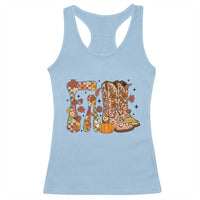 Cowboy Fall Season Thanksgiving Western Boots Pumpkin Racerback Tank Top - Wonder Print Shop