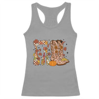 Cowboy Fall Season Thanksgiving Western Boots Pumpkin Racerback Tank Top - Wonder Print Shop