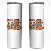 Cowboy Fall Season Thanksgiving Western Boots Pumpkin Skinny Tumbler - Wonder Print Shop