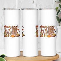 Cowboy Fall Season Thanksgiving Western Boots Pumpkin Skinny Tumbler - Wonder Print Shop