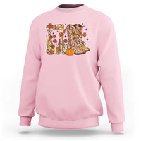 Cowboy Fall Season Thanksgiving Western Boots Pumpkin Sweatshirt - Wonder Print Shop