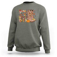 Cowboy Fall Season Thanksgiving Western Boots Pumpkin Sweatshirt - Wonder Print Shop