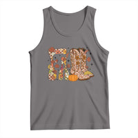 Cowboy Fall Season Thanksgiving Western Boots Pumpkin Tank Top - Wonder Print Shop