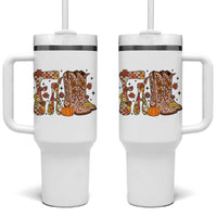 Cowboy Fall Season Thanksgiving Western Boots Pumpkin Tumbler With Handle - Wonder Print Shop