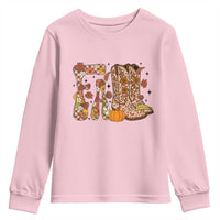 Cowboy Fall Season Thanksgiving Western Boots Pumpkin Youth Sweatshirt - Wonder Print Shop