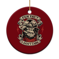 Fun Fact I Dont Care Ceramic Ornament Funny Smoking Gorilla Sarcastic - Wonder Print Shop