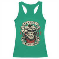 Fun Fact I Dont Care Racerback Tank Top Funny Smoking Gorilla Sarcastic - Wonder Print Shop