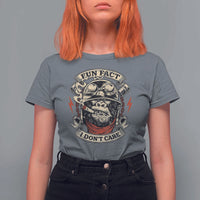 Fun Fact I Dont Care T Shirt For Women Funny Smoking Gorilla Sarcastic - Wonder Print Shop
