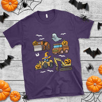 Funny Halloween T Shirt Spooky Construction Trucks Pumpkin Ghost Pixel - Wonder Print Shop